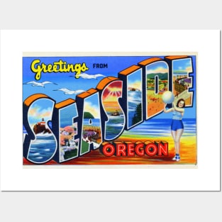 Greetings from Seaside, Oregon - Vintage Large Letter Postcard Posters and Art